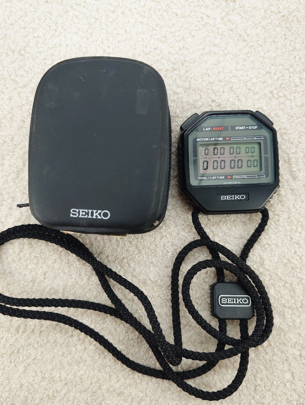 Seiko Stopwatch With Transport Bag JDM New Battery Lap Timer Japan S022-5000